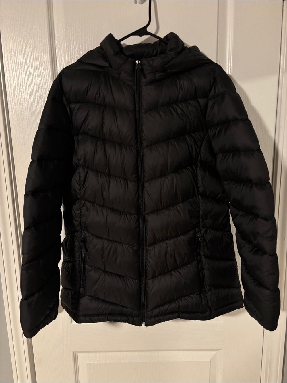Charter Club Black Hooded Quilted Puffer Jacket